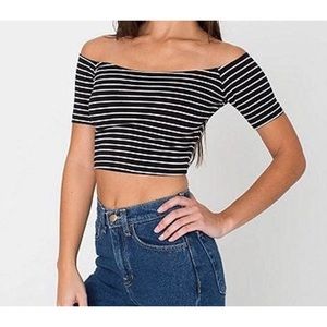 American Apparel Striped OS Crop Top